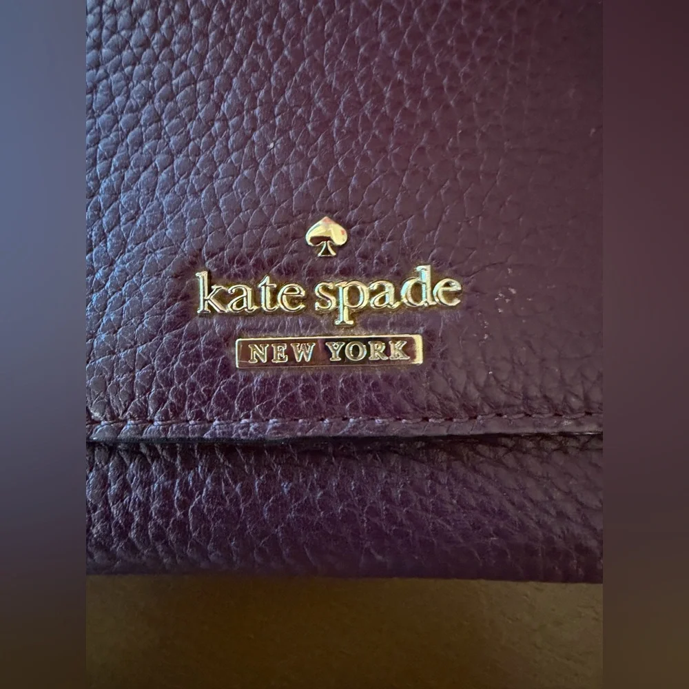 **SALE**Kate Spade Deep Purple Pebbled Leather Small Wallet - Picture 2 of 14
